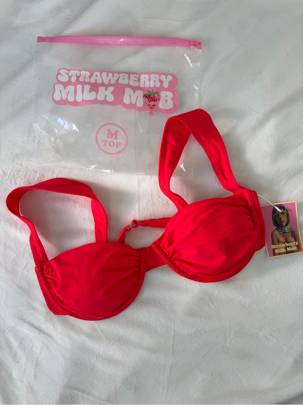Strawberry Milk Mob Bold Red Bikini Top